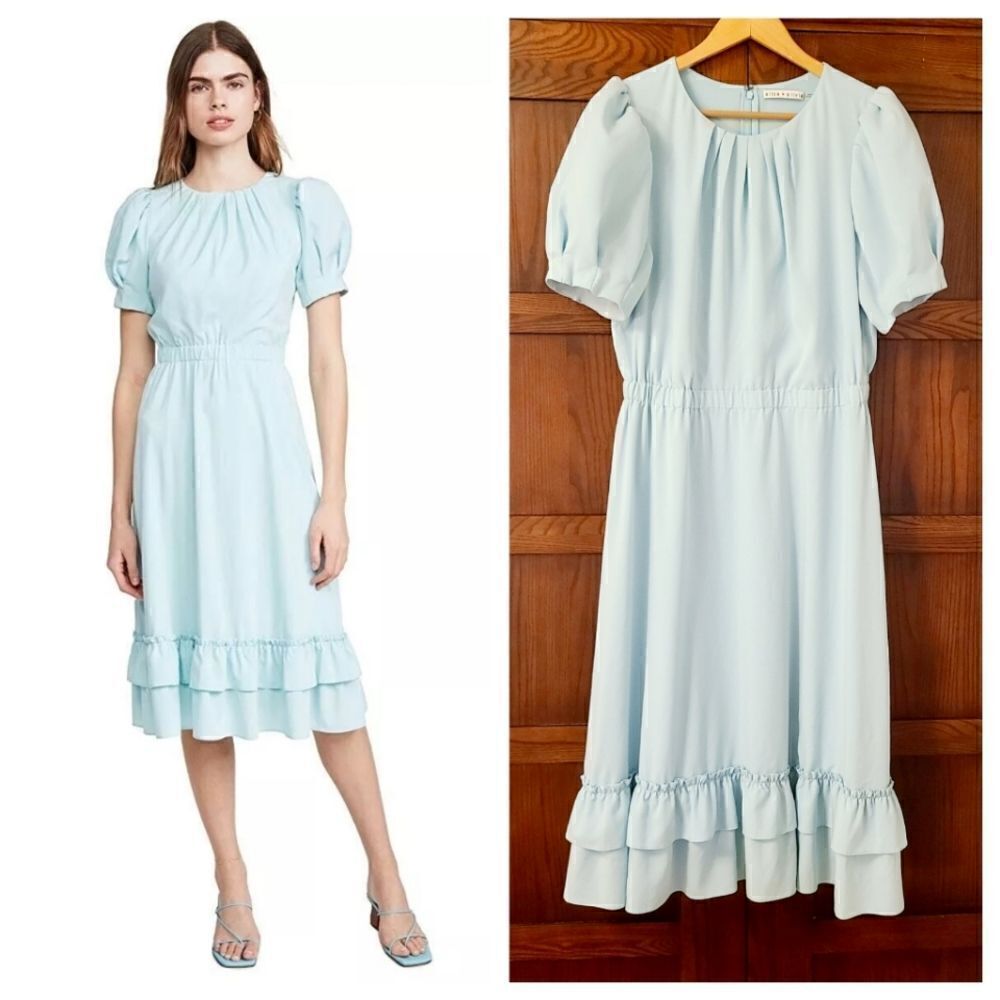 Alice + Olivia Vida Midi Dress Baby Blue Size 14